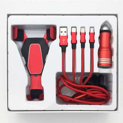 Customized 2019 Car Charger Holder Gravity Wireless Mount 3 in 1 USB Charging Cable New Gift Sets