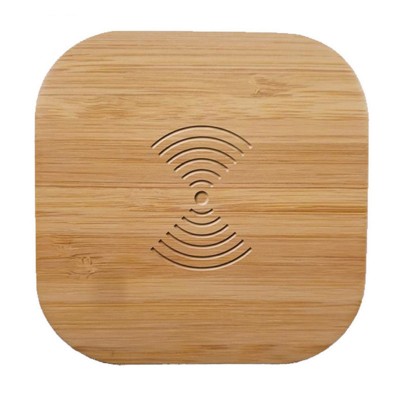 Hot products 2019 Squared Wood Bamboo 10W Fast Qi Wireless Charger Charging Pad for iPhone